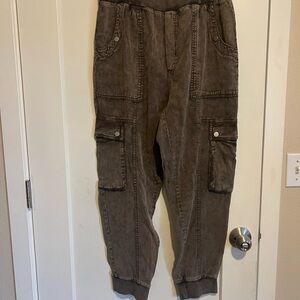 Anthropologie brown cargo joggers